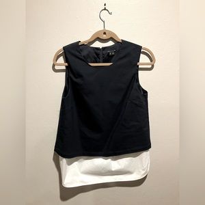 Theory Hodal Women Navy White Overlay Sleeveless Shirt | Size: M